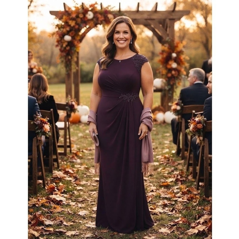 Christina Wu Elegance Gown 20 Aubergine Purple Beaded Mother of the Bride Maxi